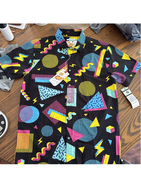 Oh Snap Drill Clothing Shirt NWT Medium Geometric Shapes
